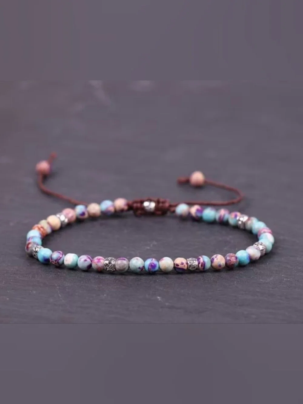 💜💜NEW💜💜 PRETTY!! 4MM EMPEROR STONE Adjustable Bracelet